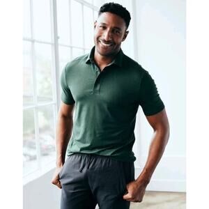 Quince Men's Flowknit Breeze Performance Polo Shirt Olive Green Size Medium